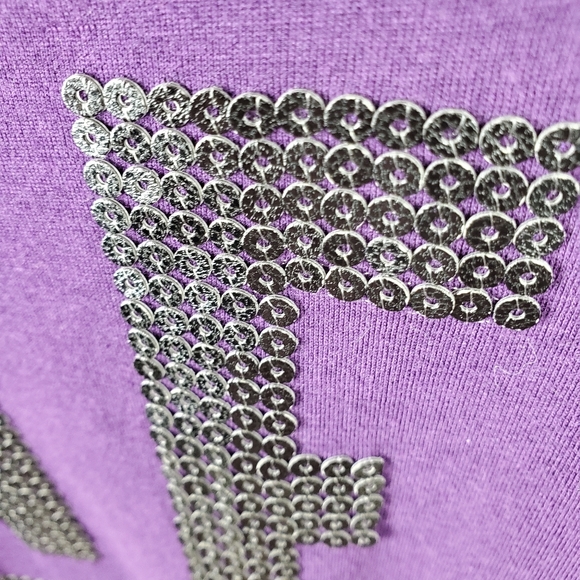 Plus Size Tee Low Scoop Sequined Purple 2X - Picture 4 of 10
